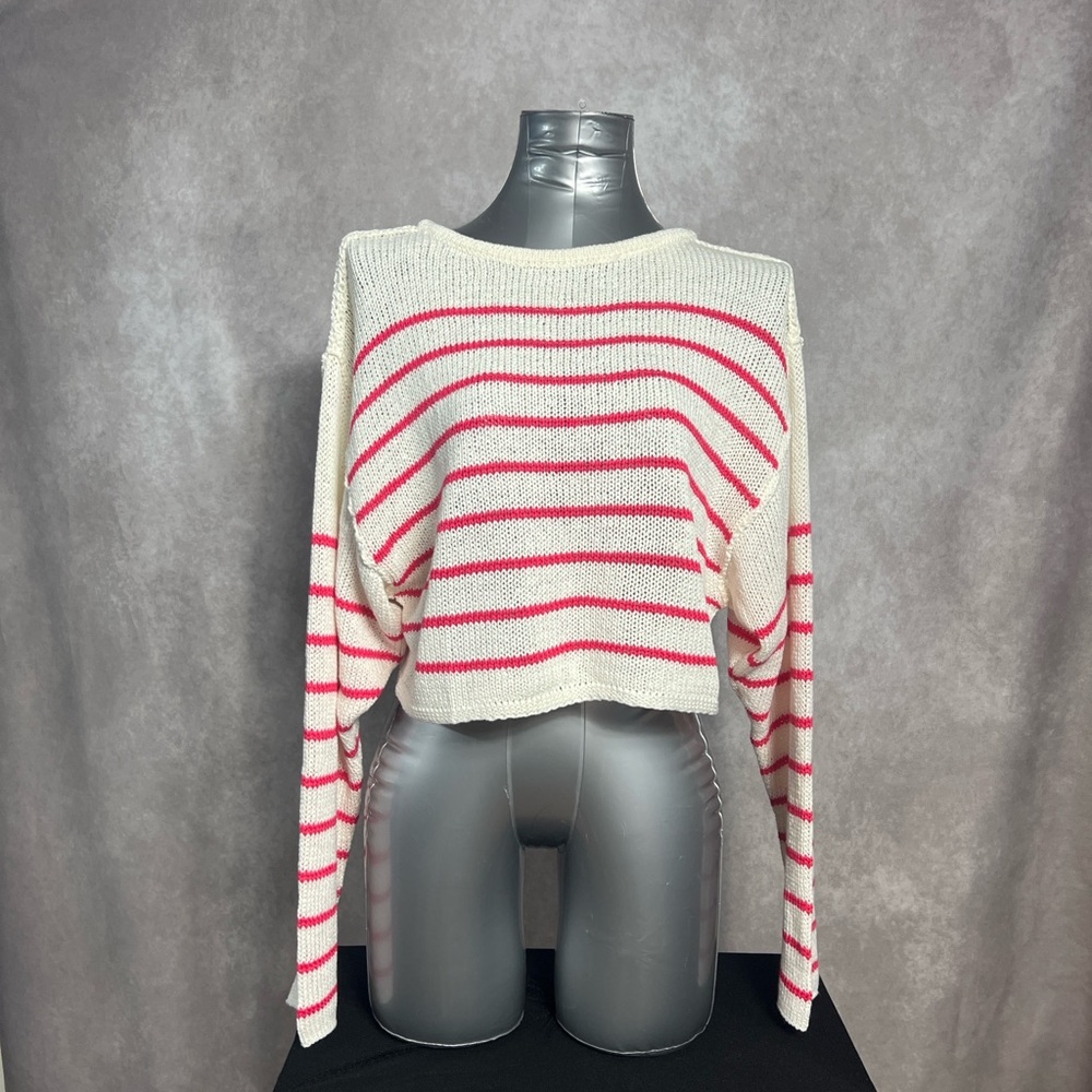 Love Tree Pink and Cream Striped Sweater